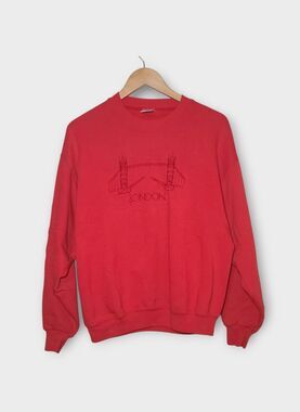 Jerzees 562 Vintage 90's London Bridges Red Crewneck Sweater Size Large Unisex
